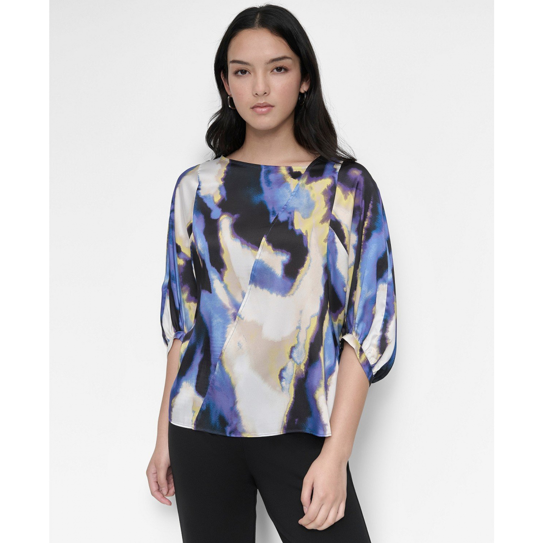 Top à manches 3/4 'Printed Asymmetric Balloon' pour Femmes