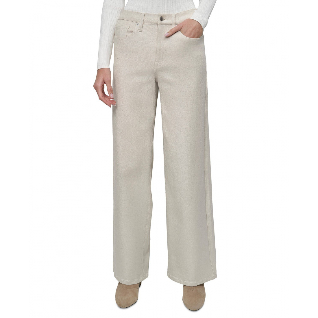 Jeans 'Metallic-Coated Wide-Leg' pour Femmes