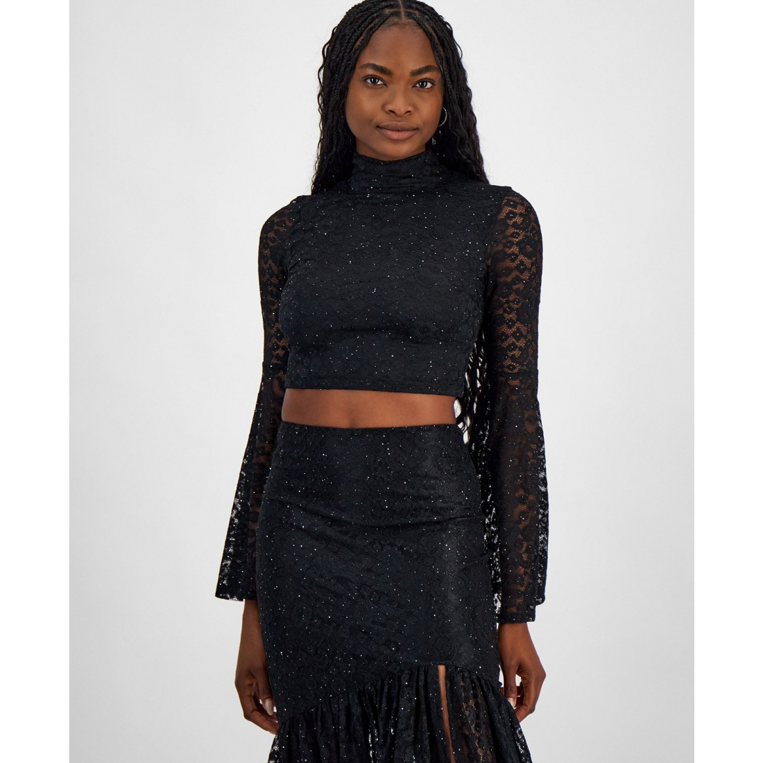 Top à manches longues 'Mock-Neck Dominique Bel Lace' pour Femmes