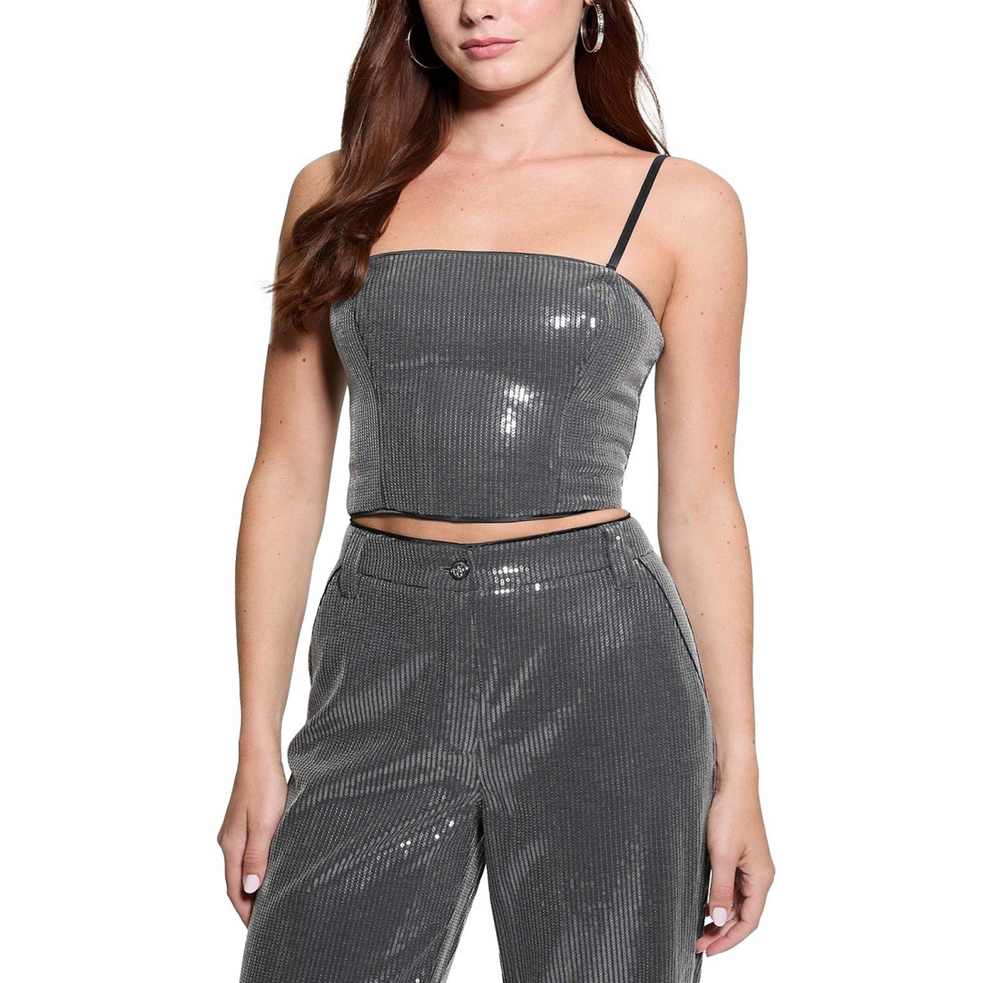 Women's 'Cassia Sleeveless Sequin Bustier Crop Top' Crop Top