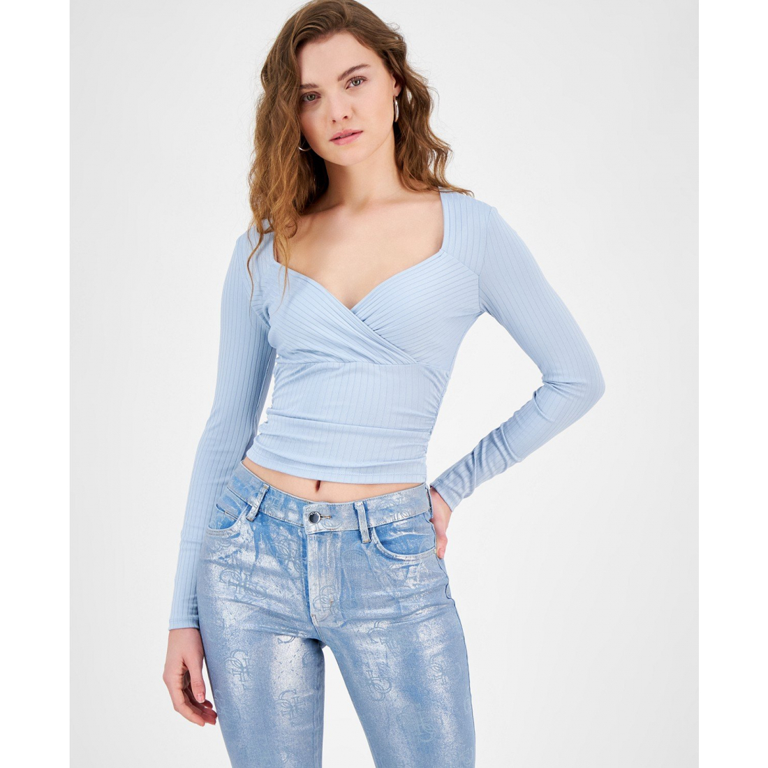 Women's 'Amira Ribbed Top' Long Sleeve top