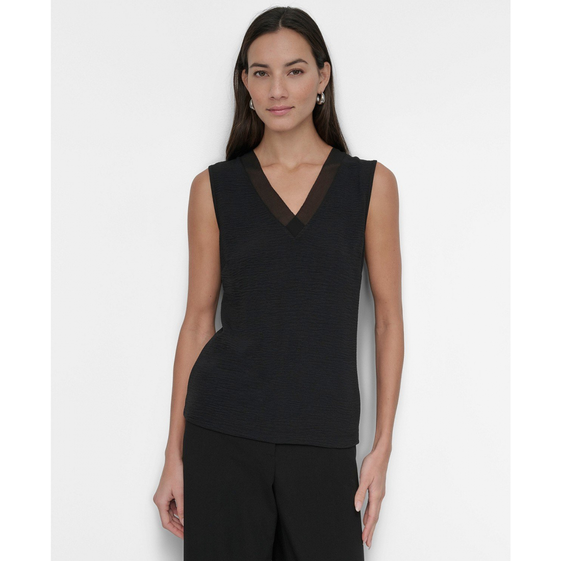 Haut sans manches 'Contrast-Trim V-Neck' pour Femmes