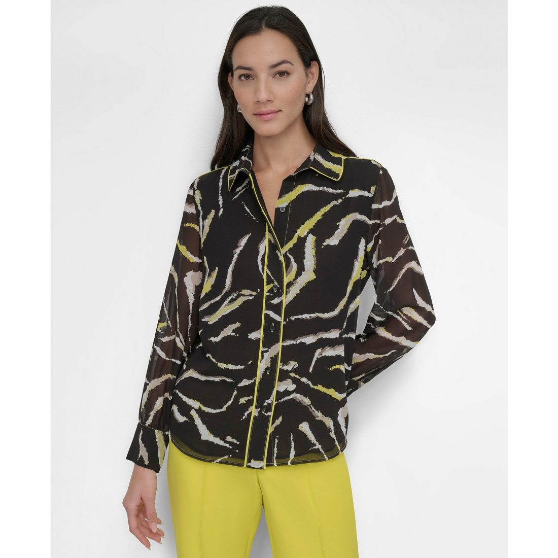Chemise 'Printed Collared Button-Front' pour Femmes