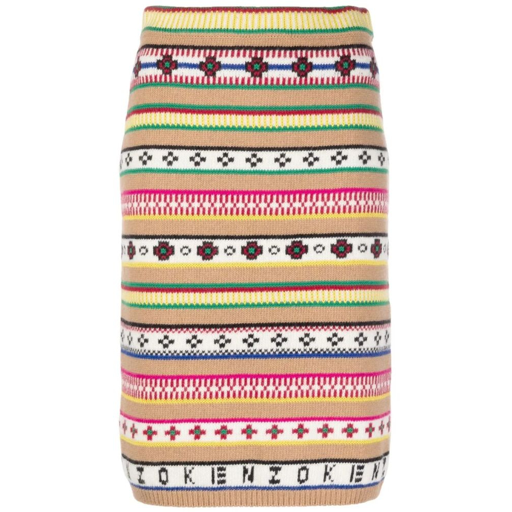Jupe Midi 'Intarsia-Knit High-Waisted' pour Femmes