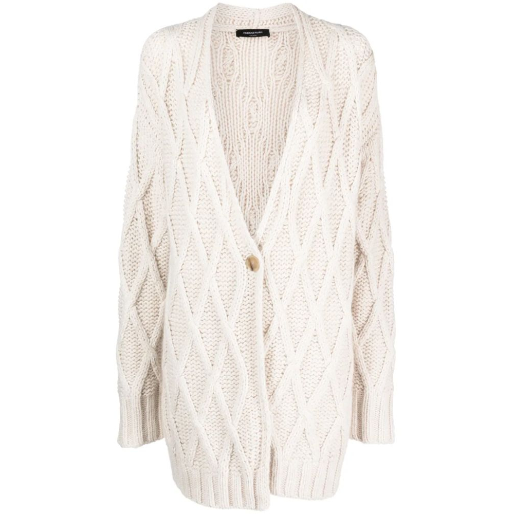 Manteau 'Aran-Knit Buttoned Cardi' pour Femmes