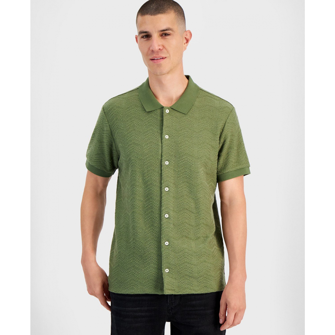 Chemise à manches courtes 'Gavin Relaxed Fit Textured Button-Front' pour Hommes