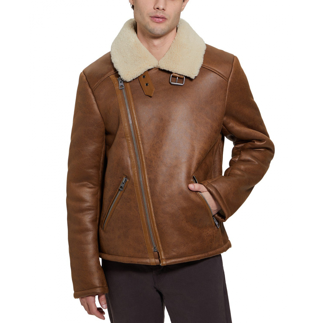 Veste 'Toni Asymmetrical Faux Leather' pour Hommes