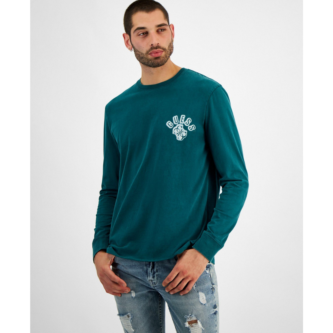 T-Shirt manches longues 'Quattro G Relaxed-Fit Logo Graphic' pour Hommes