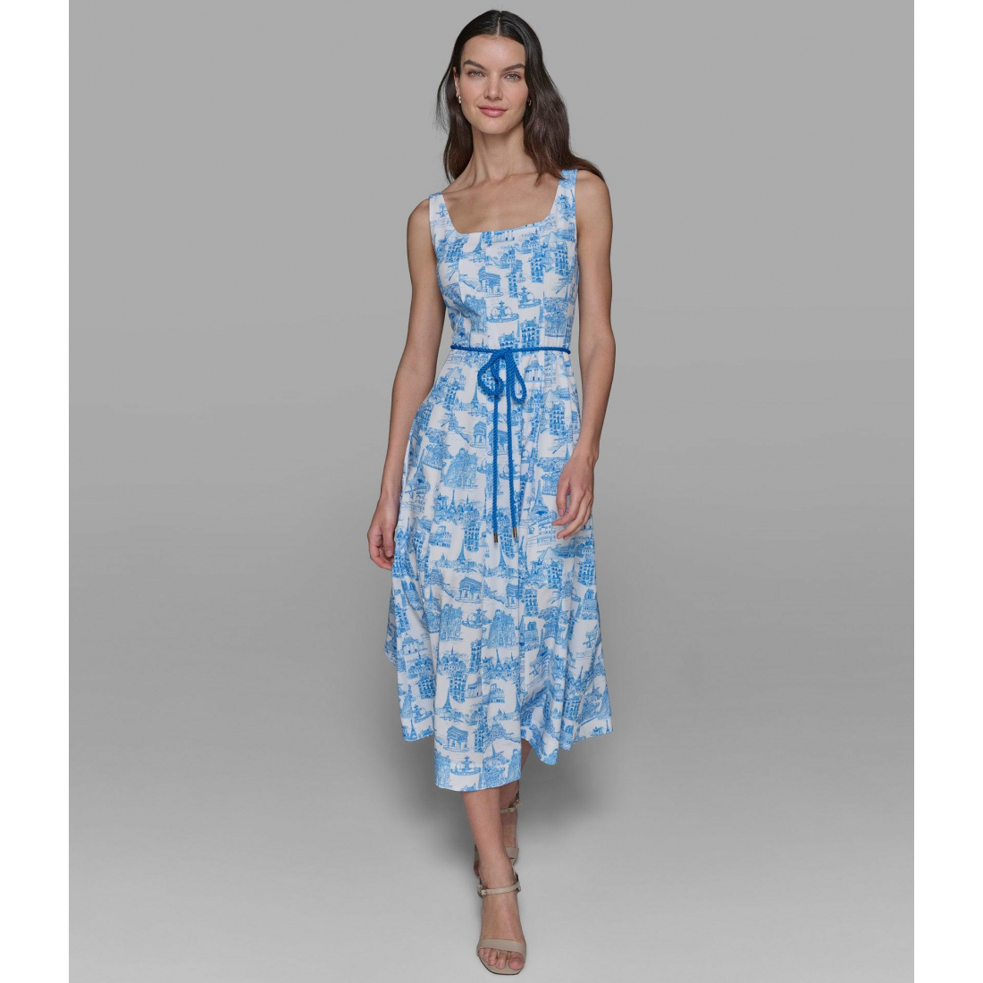 Women's 'Sleeveless Printed Paris Toile' Midi Dress