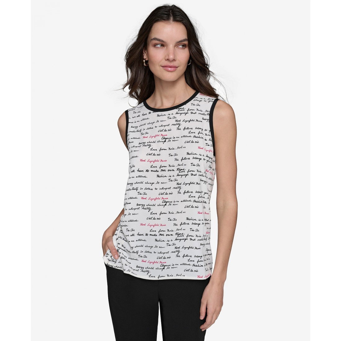Haut sans manches 'Contrast-Tipped Printed' pour Femmes