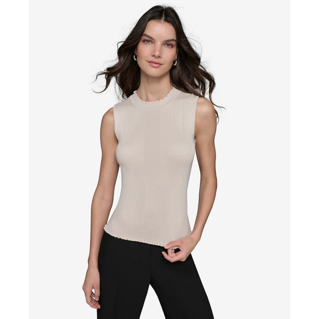 Haut sans manches 'Ruffled Rib-Knit' pour Femmes