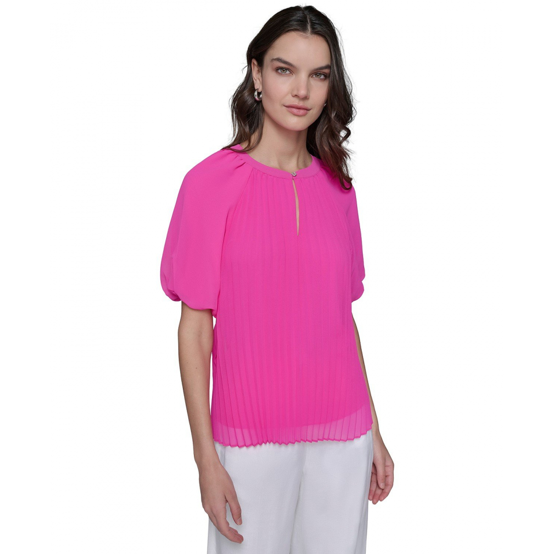 Top à manches courtes 'Puff Sleeve Pleated' pour Femmes
