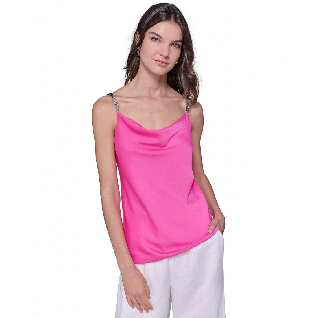 Haut sans manches 'Chain-Strap Satin Cowlneck' pour Femmes