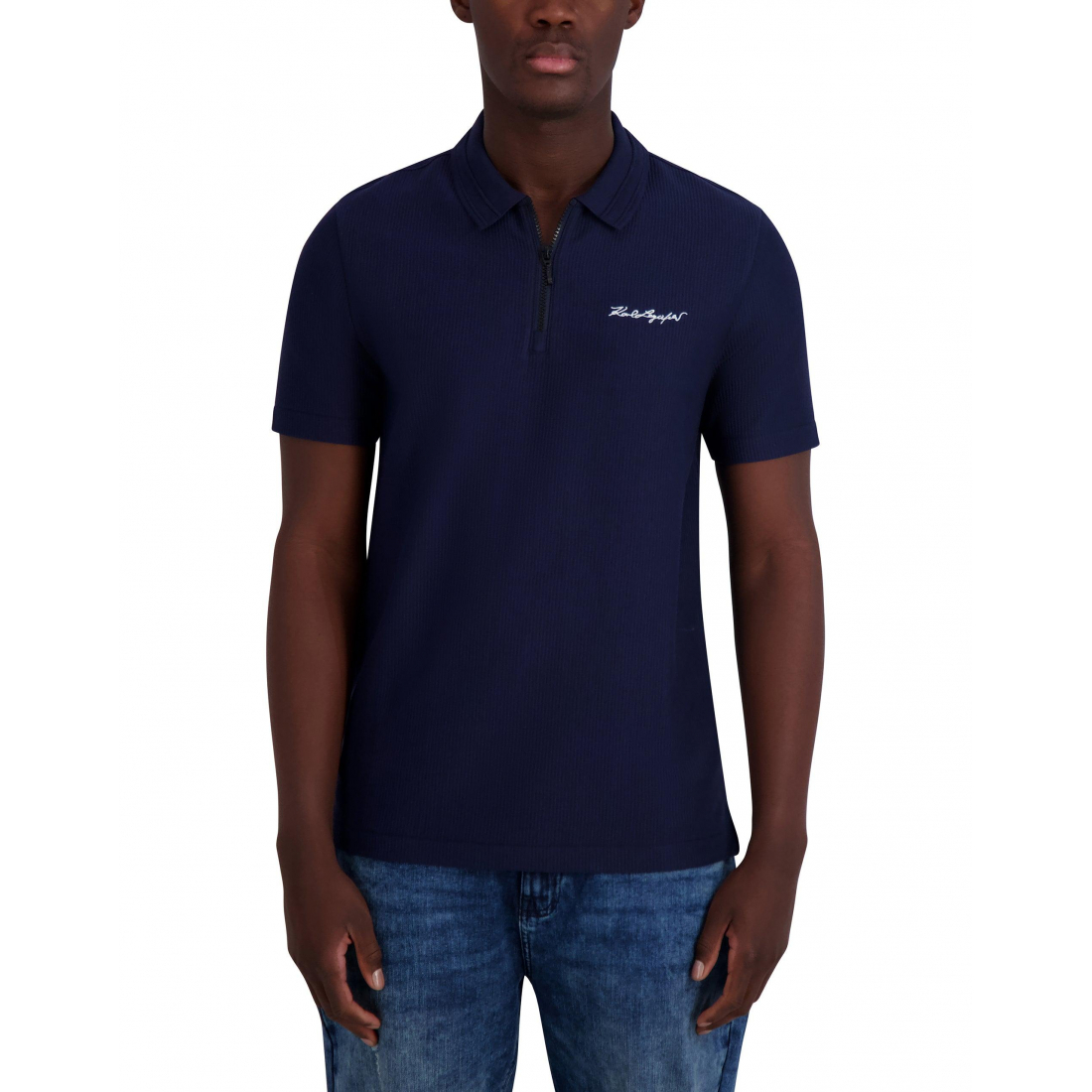 Polo 'Rib Zip Signature Logo' pour Hommes