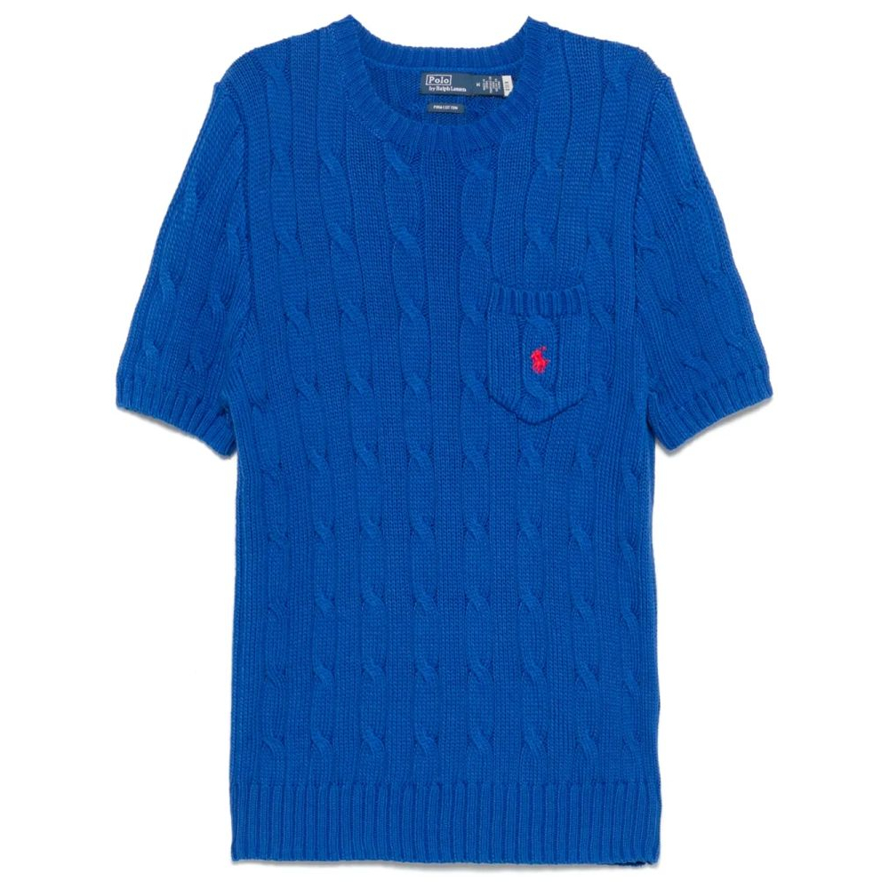 'Cable-Knit' Kurzarm Top für Damen