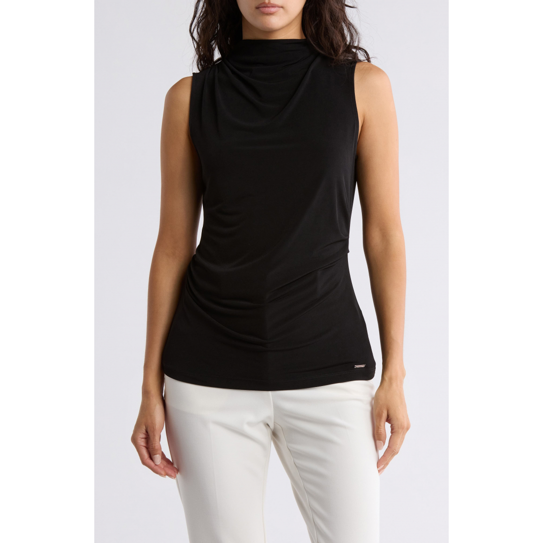 Women's 'Mock Neck Drape' Sleeveless Top