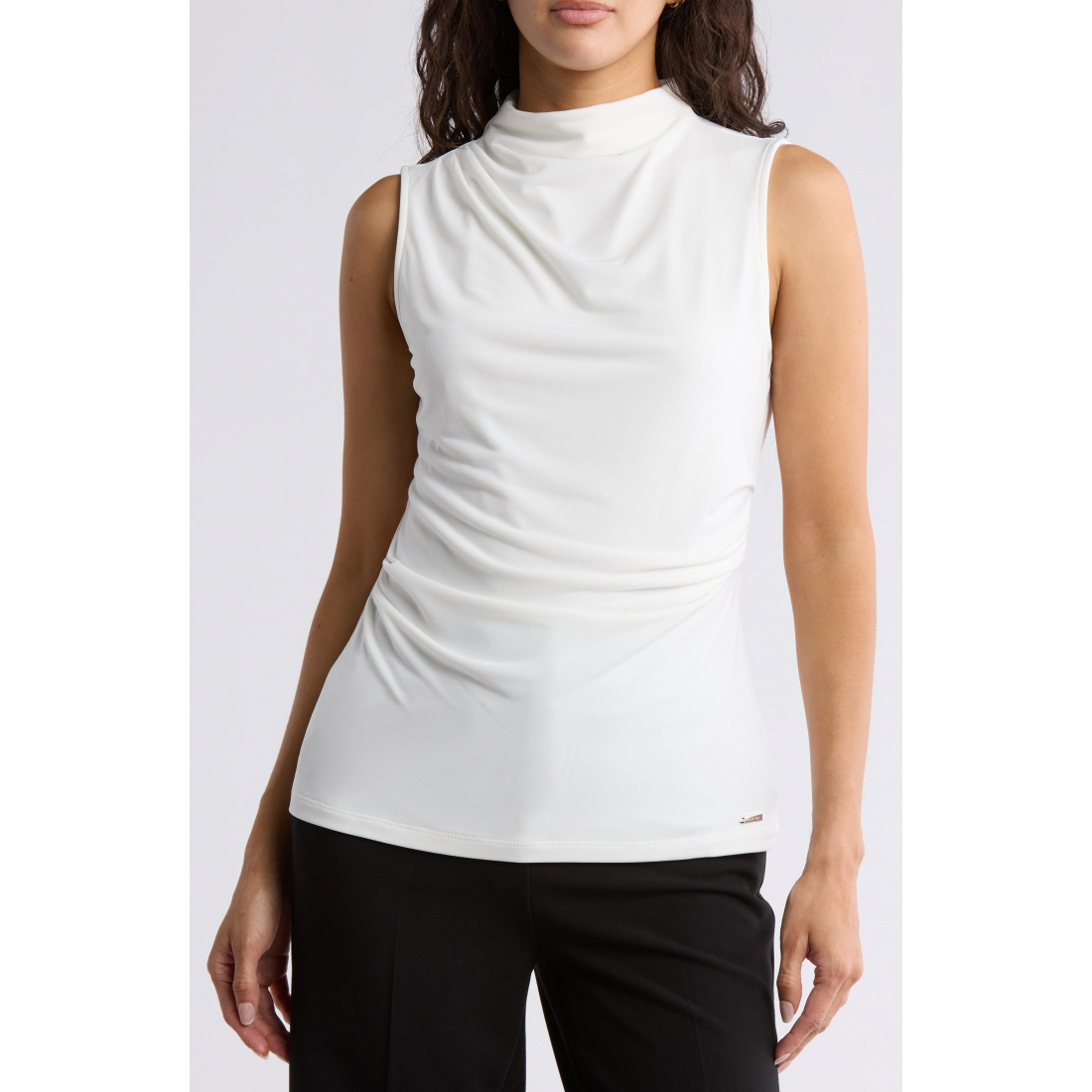 Women's 'Mock Neck Drape' Sleeveless Top