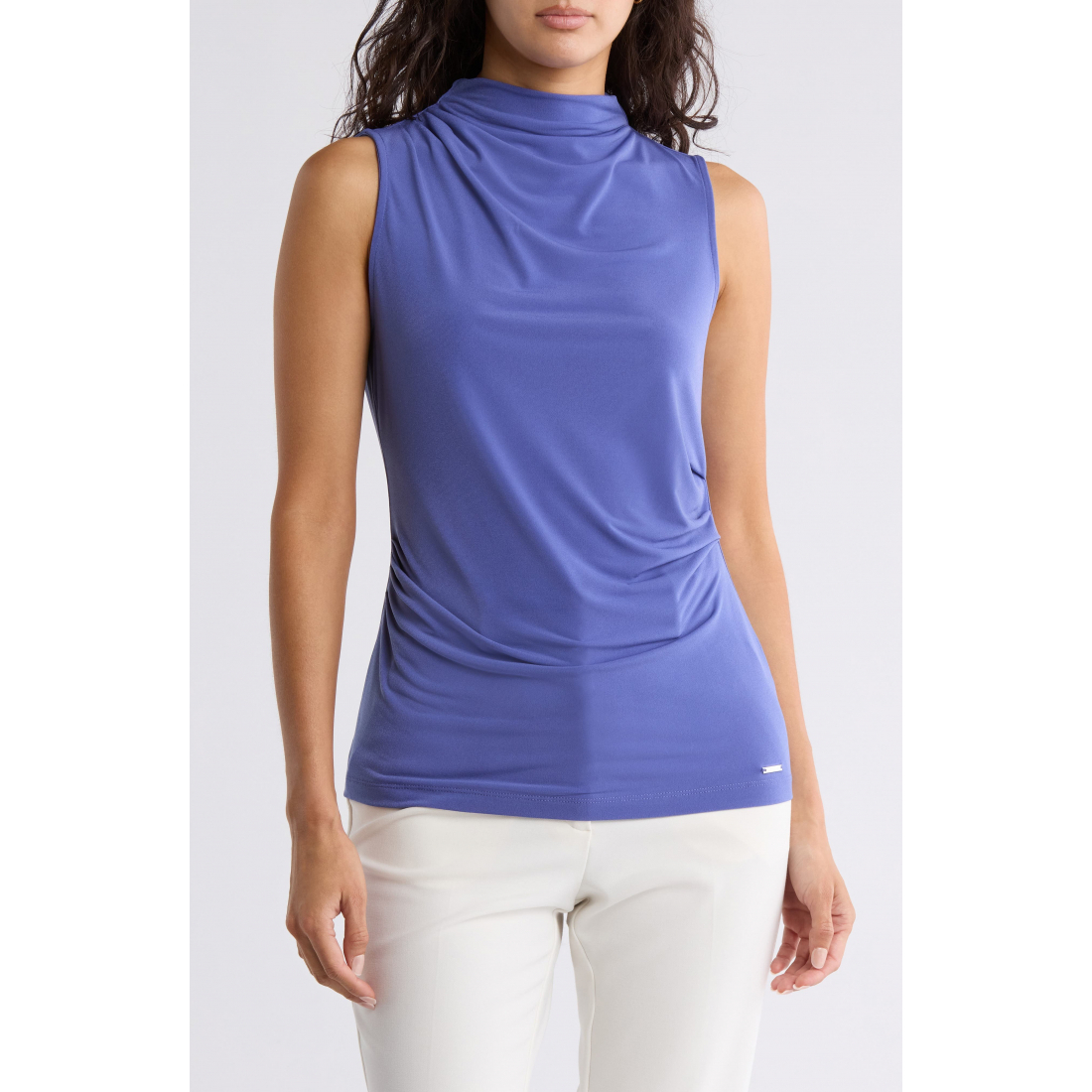 Women's 'Mock Neck Drape' Sleeveless Top