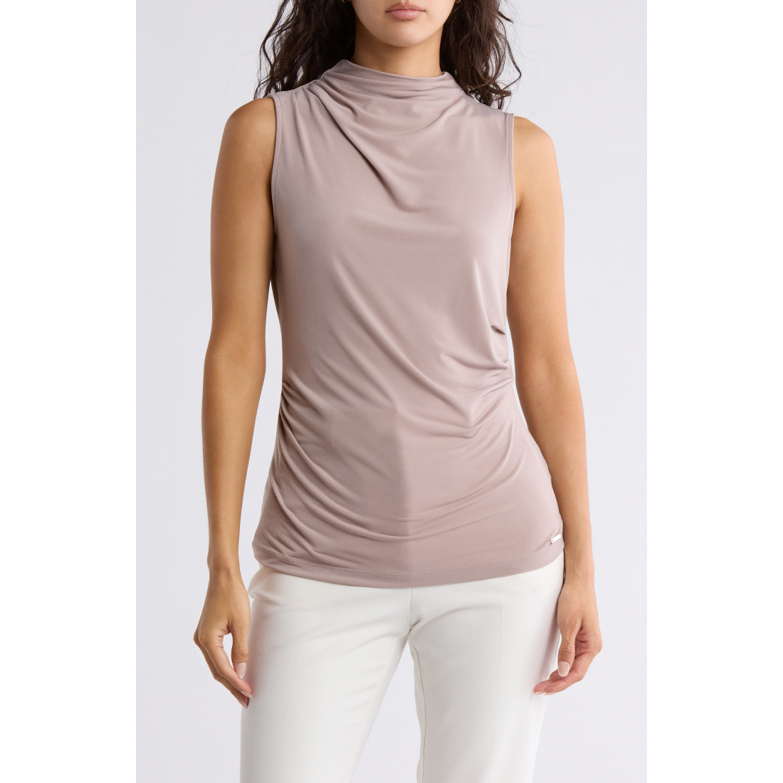 Women's 'Mock Neck Drape' Sleeveless Top