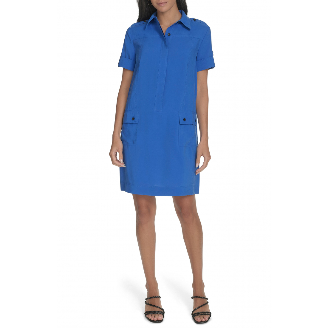 Women's 'Roll Cuff Short Sleeve' Shirtdress