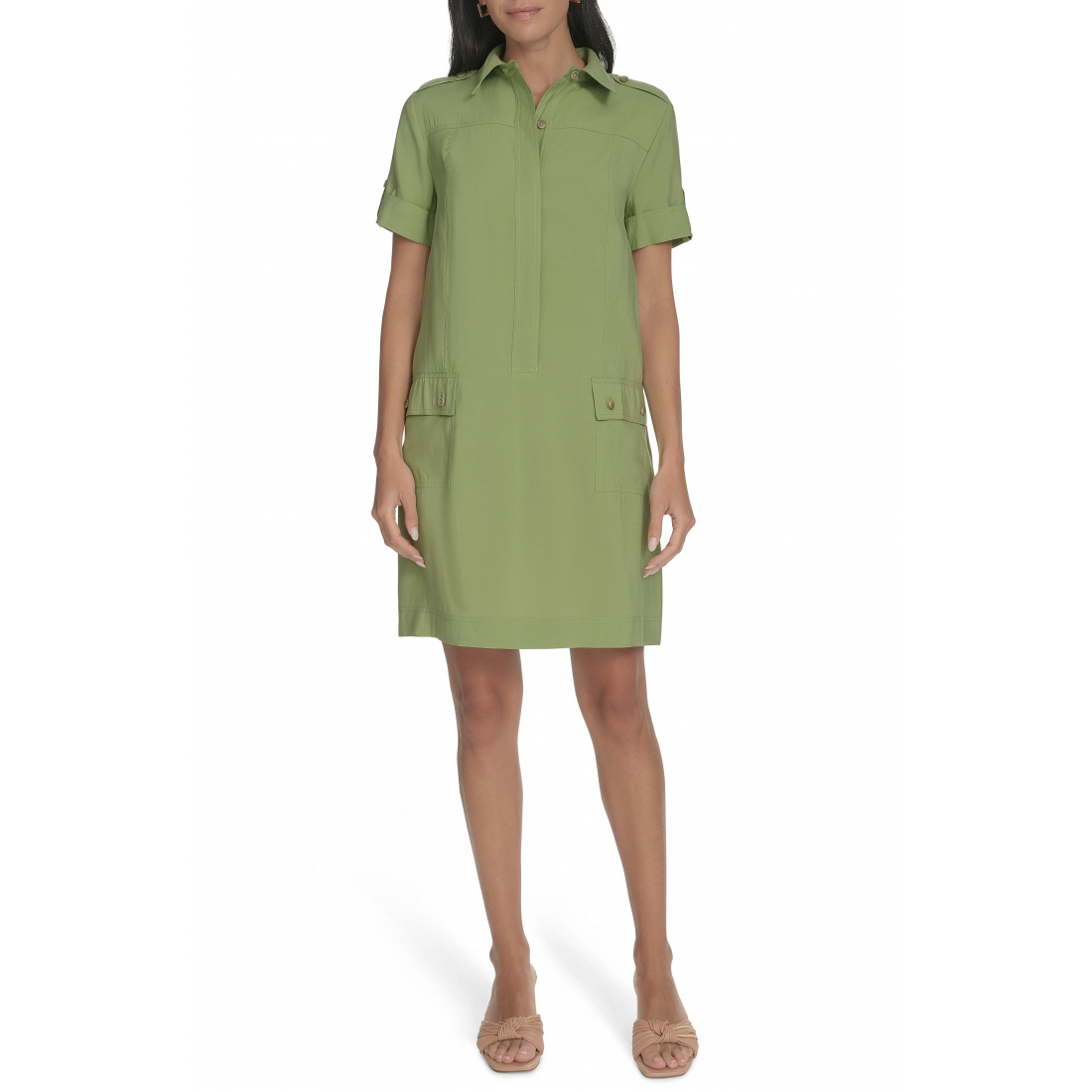 Women's 'Roll Cuff Short Sleeve' Shirtdress
