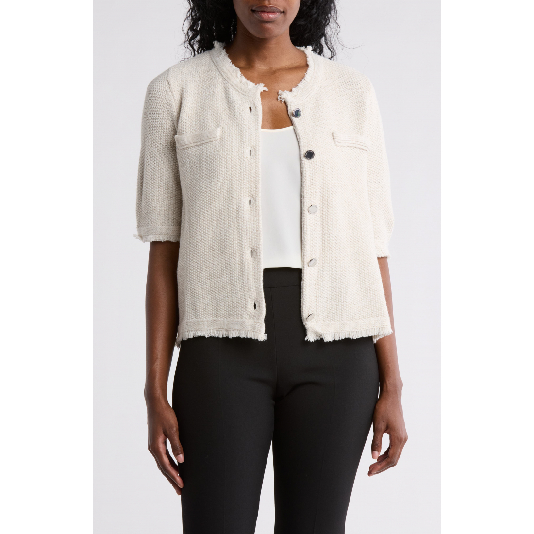 Women's 'Button Front' Short Sleeved Cardigan