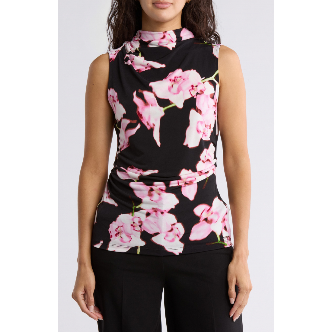 Women's 'Mock Neck Draped' Sleeveless Top
