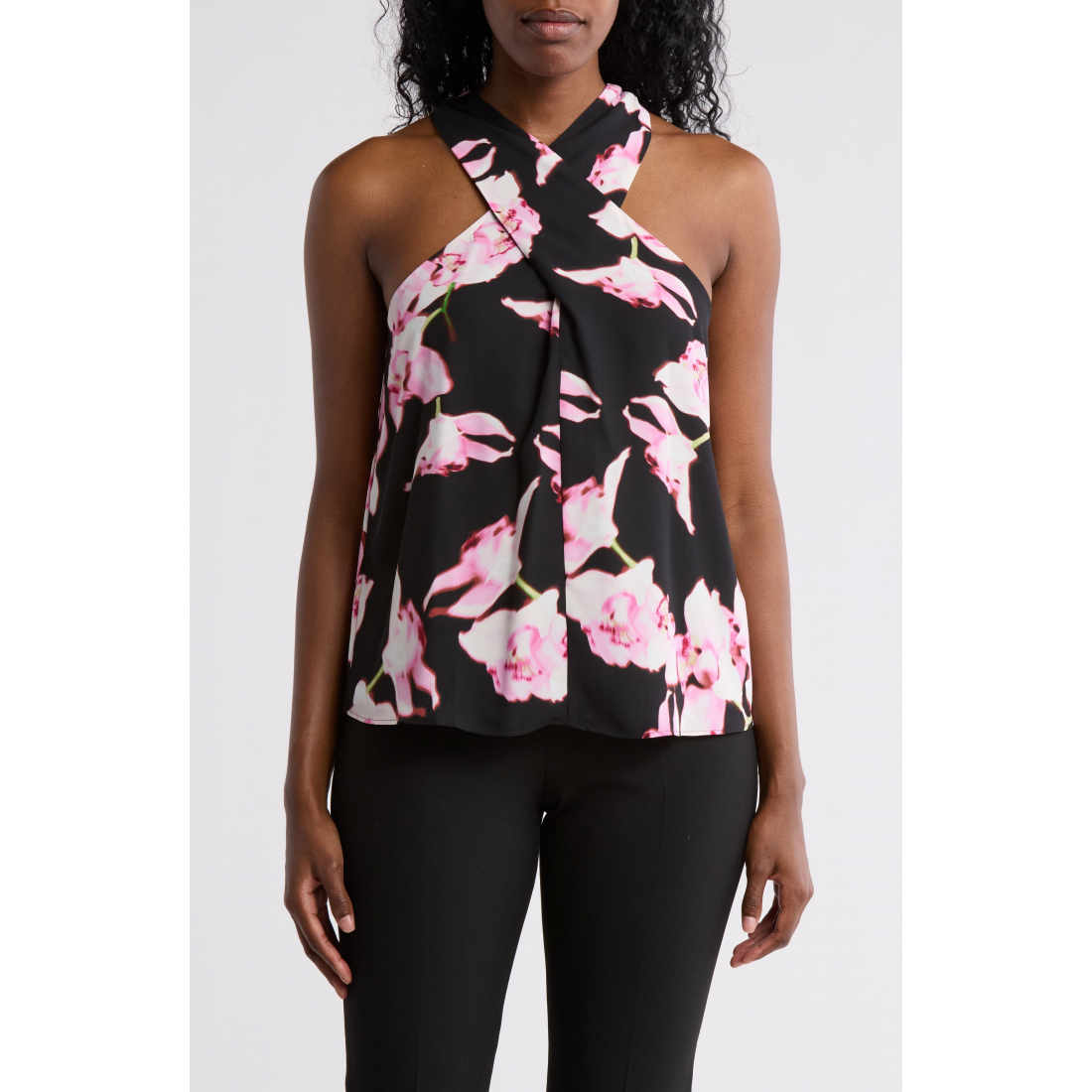 Women's 'Floral Sleeveless' Halterneck Top