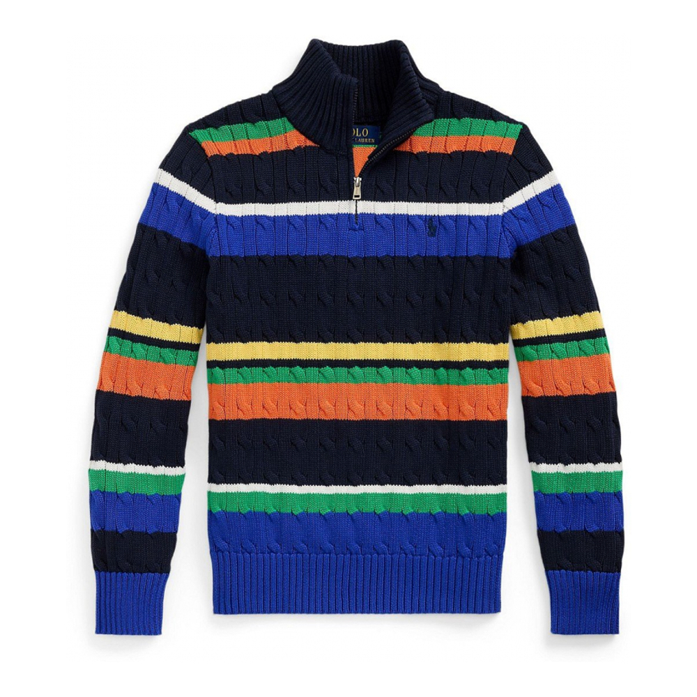 'Striped Cotton Quarter-Zip Sweater' pour Grands garçons