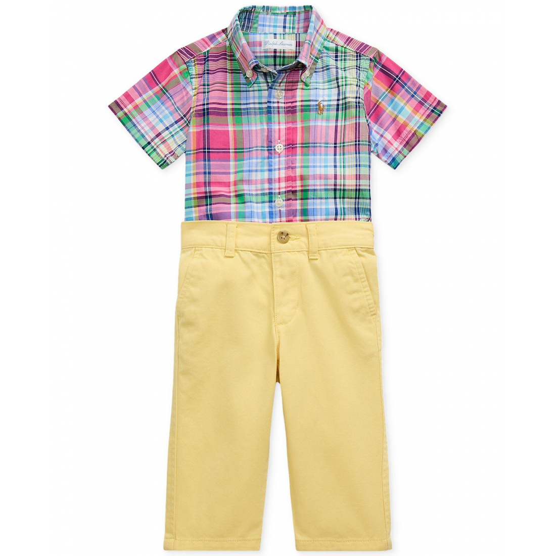'Plaid Poplin Shirt & Chino Pants Set' pour Bébé