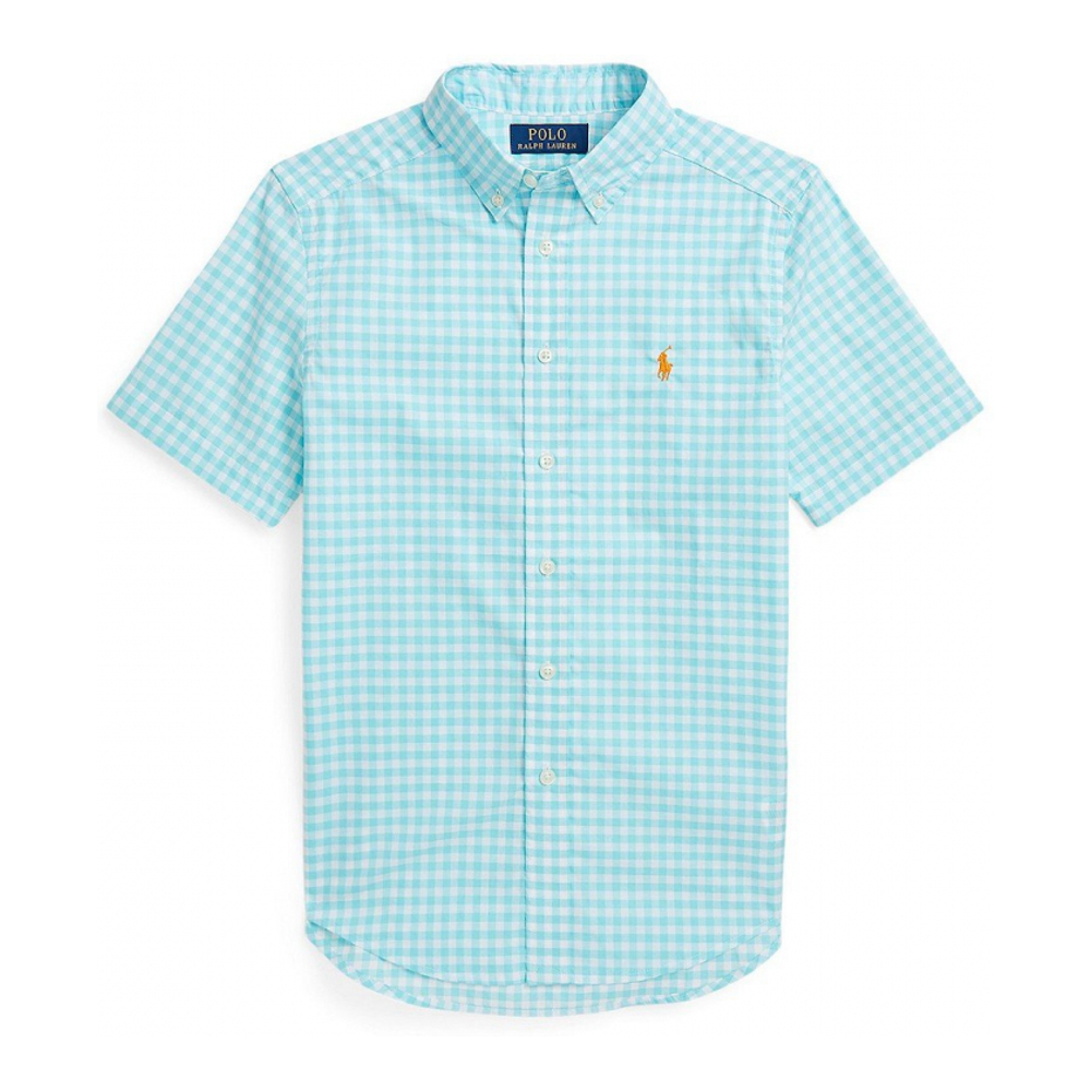 'Gingham Poplin Short Sleeve Shirt' pour Grands garçons