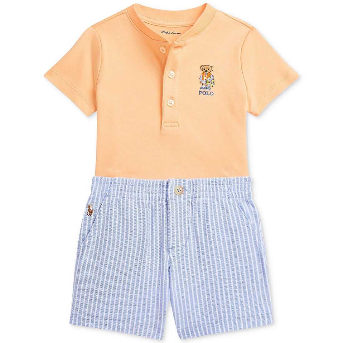 'Polo Bear Henley Shirt & Mesh Short Set' pour Bébé