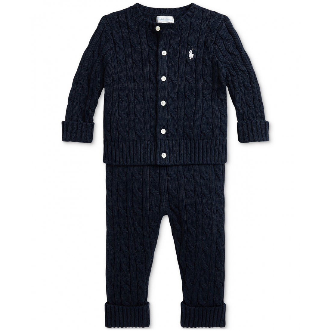 'Cotton Cable-Knit Cardigan & Pants Set' pour Bébé