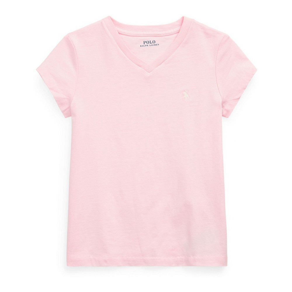 'Short Sleeve Cotton Jersey V-Neck T-shirt' pour Bambins & petites filles