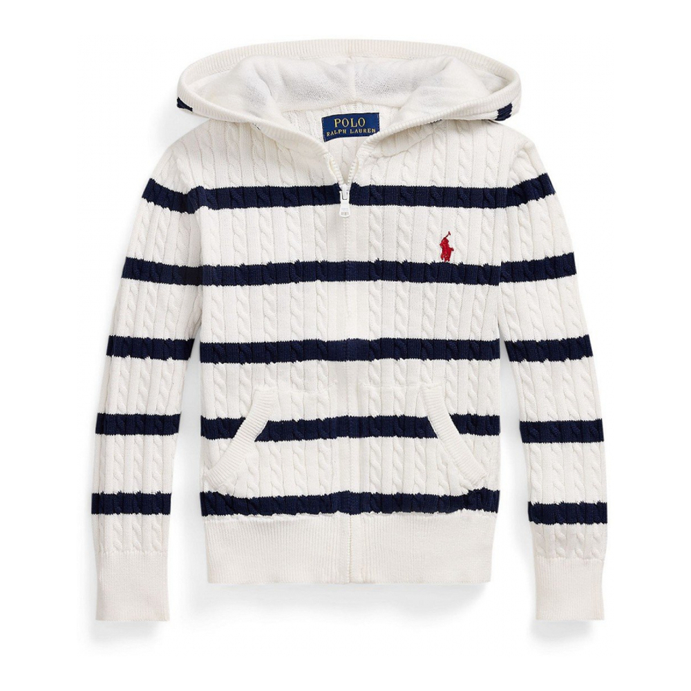 'Striped Cotton Hooded Full-Zip Sweater' pour Bambins & petites filles