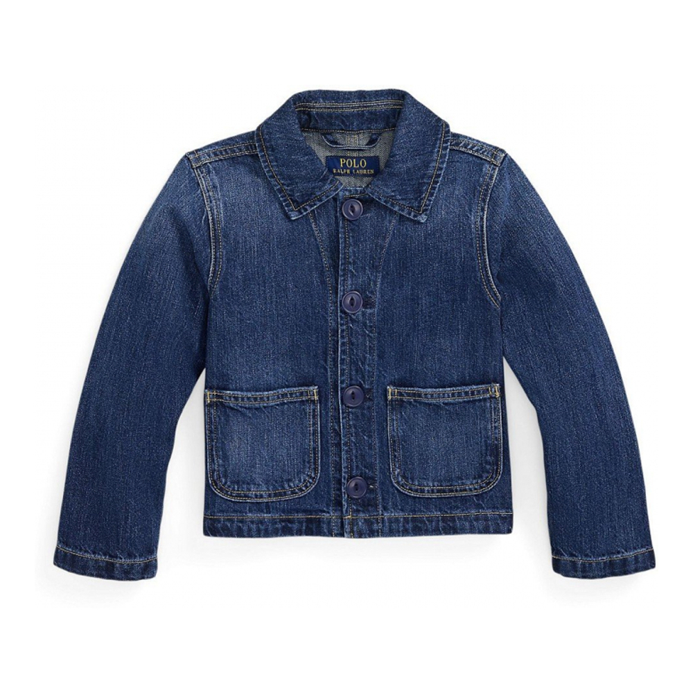 'Logo Cotton Denim Boxy Jacket' pour Bambins & petites filles
