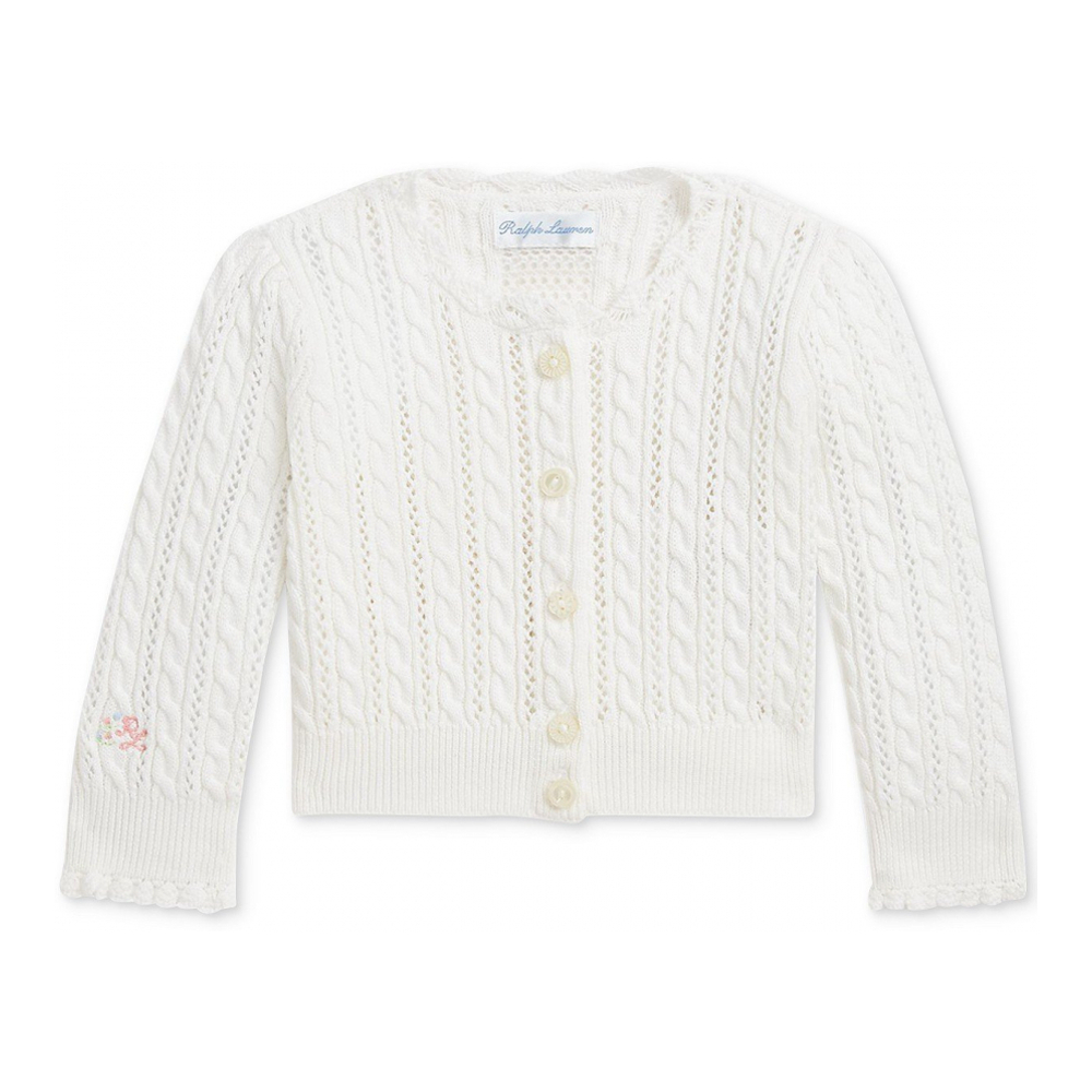 'Cotton Pointelle Cable-Knit Cardigan' pour Bébés filles