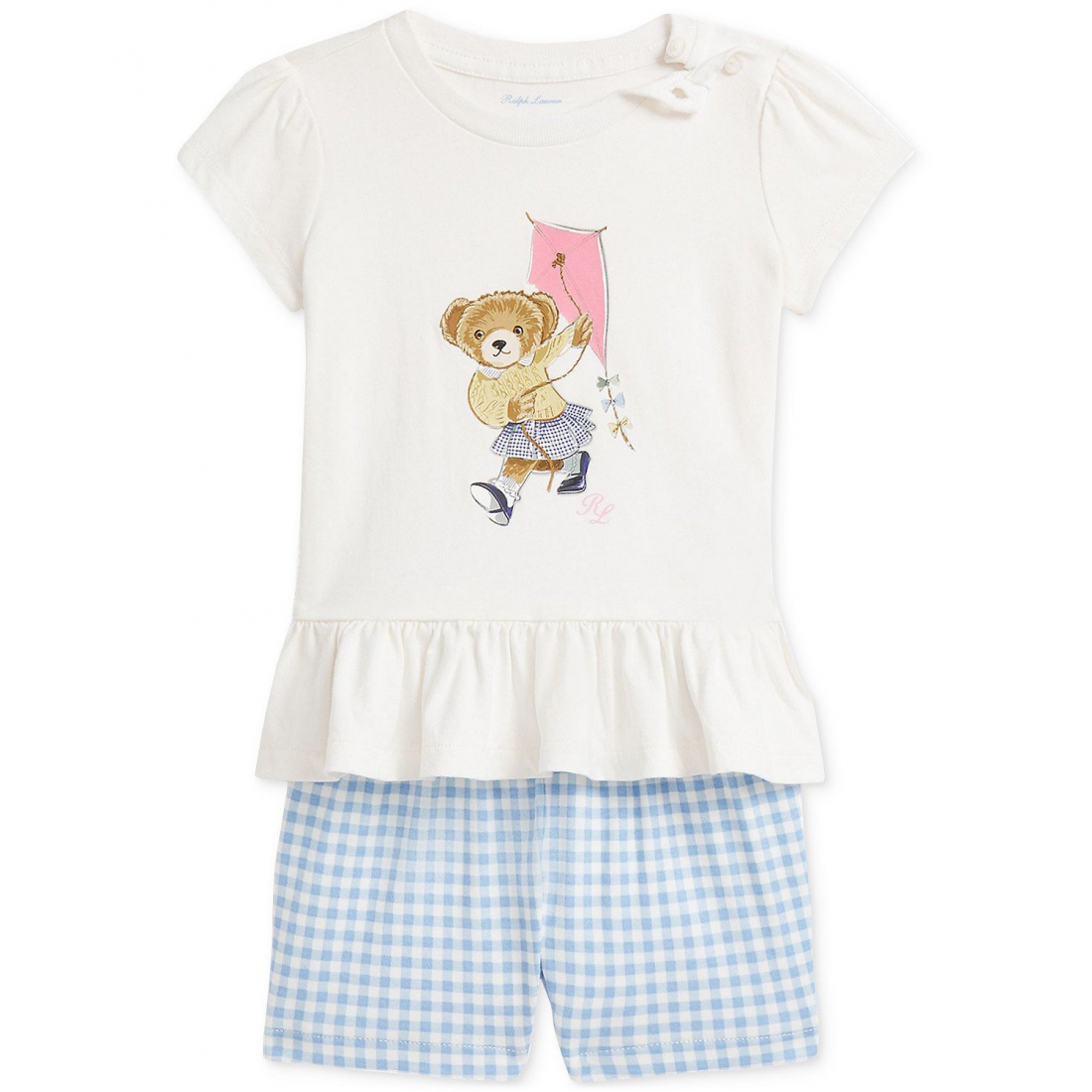 'Polo Bear Tee & Gingham Short Set' pour Bébés filles