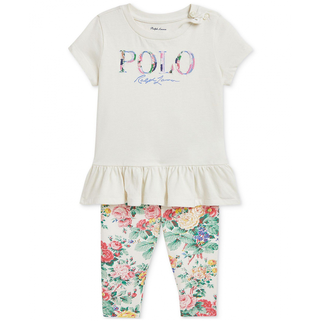 'Ruffled Polo Tee & Floral Leggings Set' für Baby Mädchen
