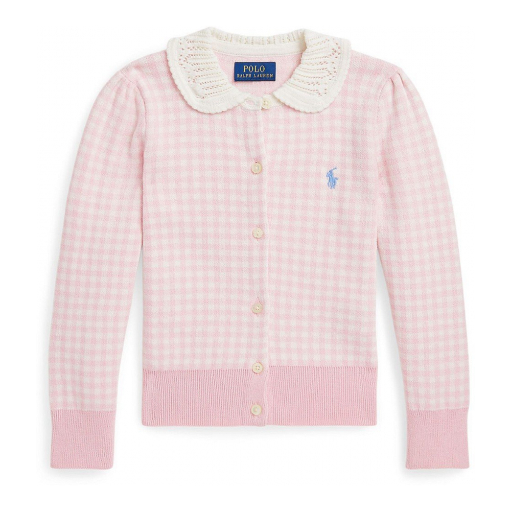 'Gingham Cotton V-Neck Cardigan' pour Bambins & petites filles