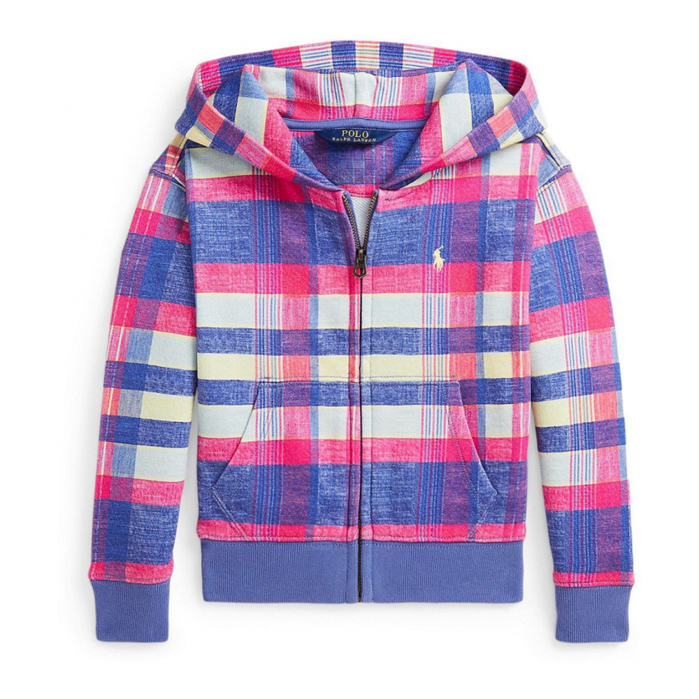 'Plaid Loopback Fleece Full-Zip Hoodie' für kleinkind & kleine Mädchen