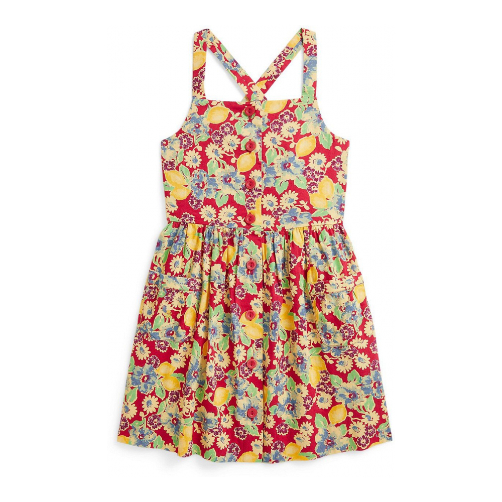 'Lemon-Floral Slub Dress' pour Filles