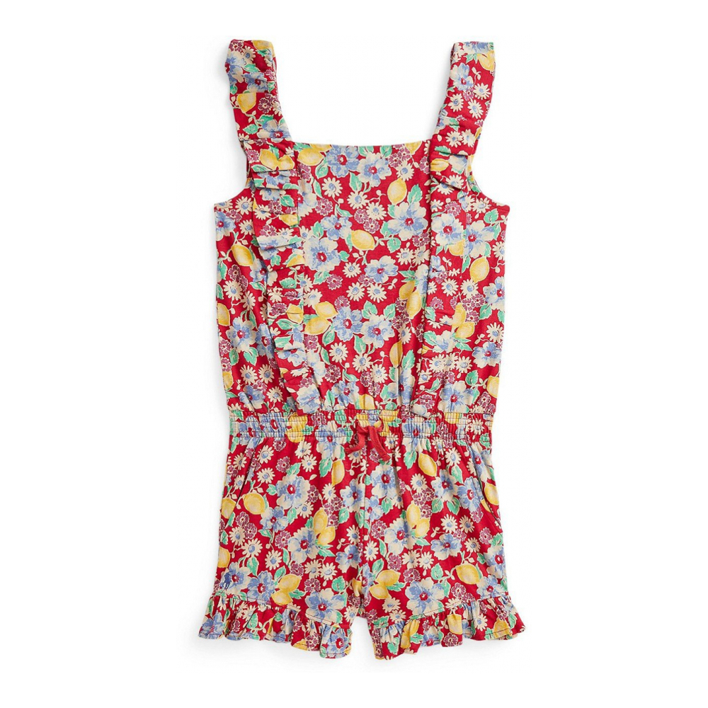 'Floral Ruffled Jersey Romper' pour Filles