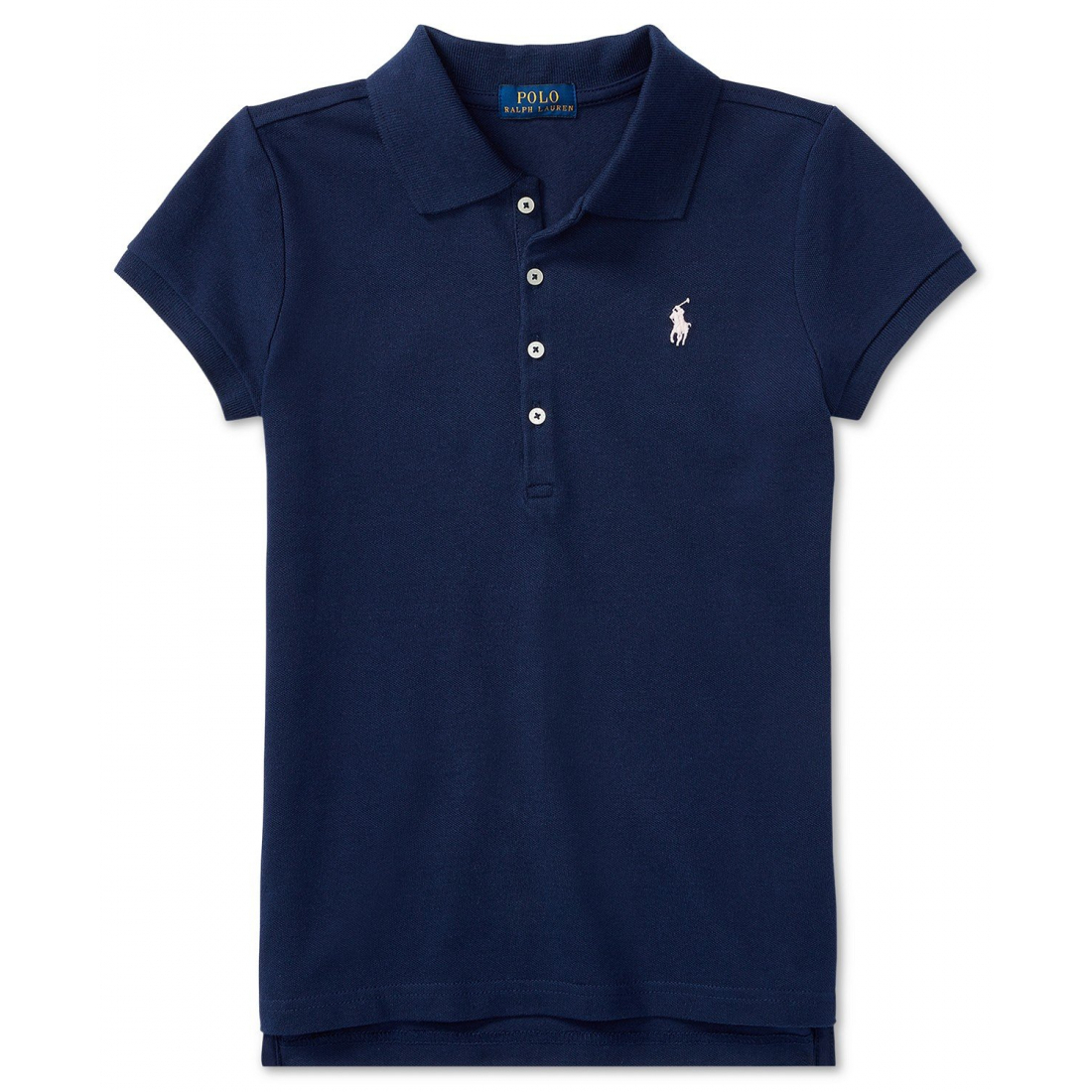 'Short Sleeve Stretch Cotton Mesh Polo Shirt' pour Filles