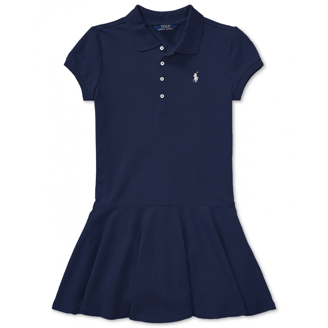 'Cotton Mesh Stretch Shortsleeve Polo Dress' pour Filles