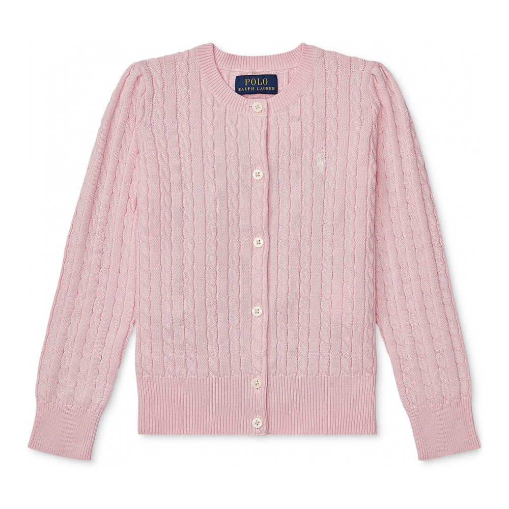 'Cable-Knit Cotton Cardigan' pour Filles