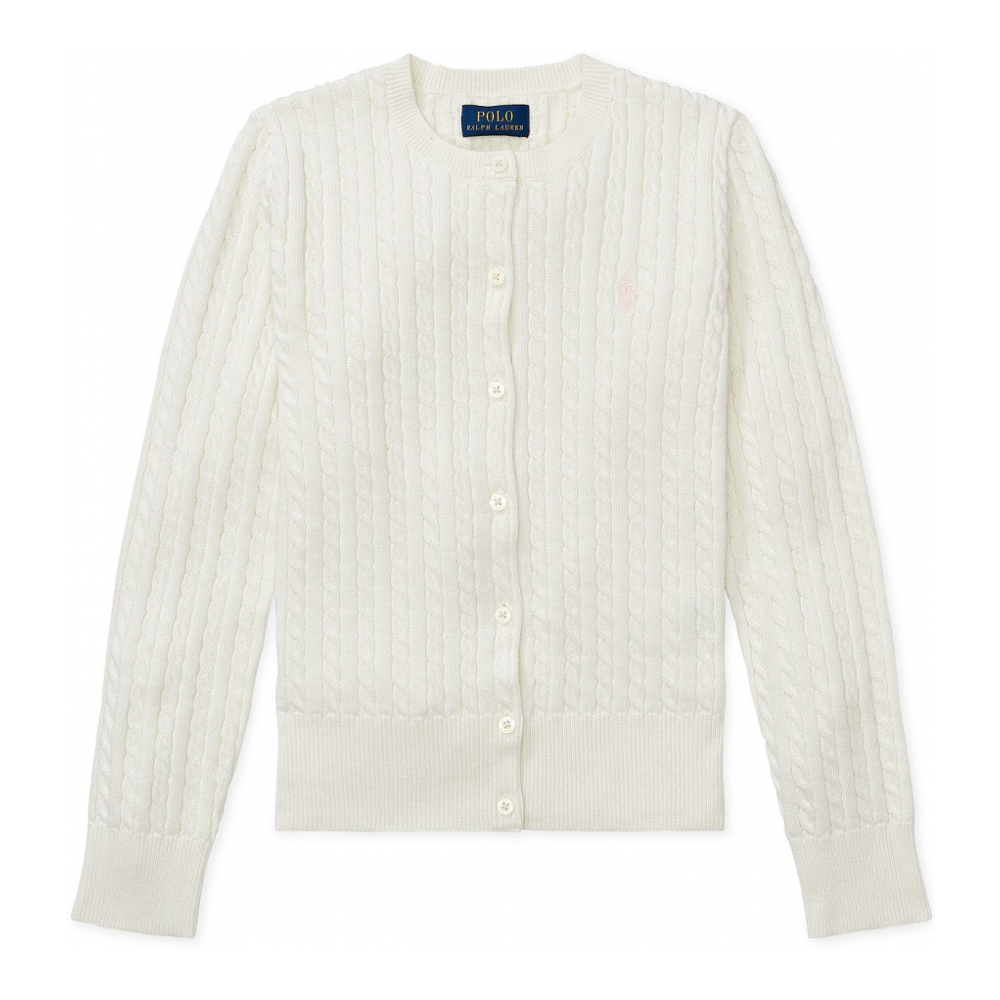 'Cable-Knit Cotton Cardigan' pour Filles