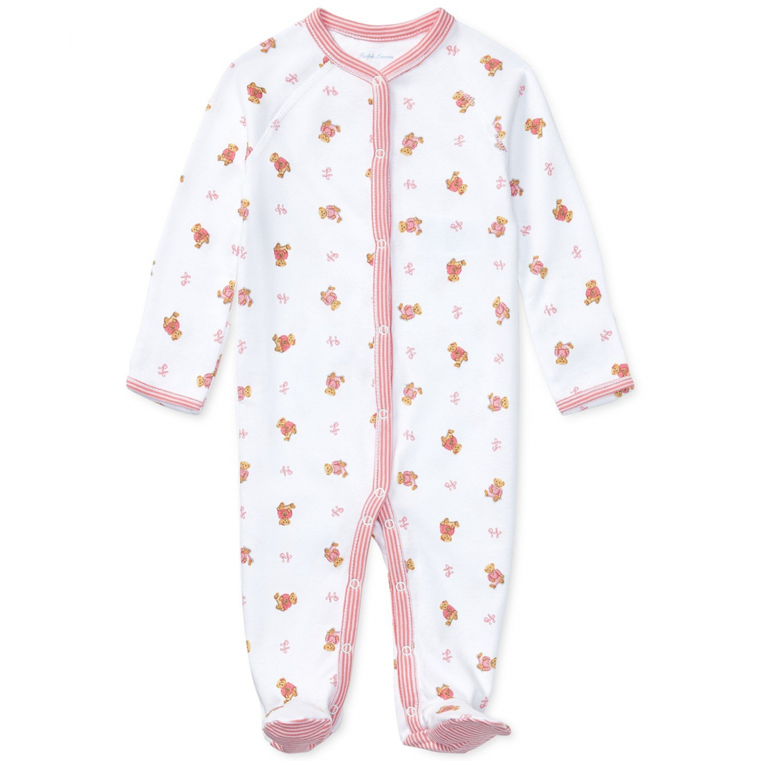 Baby Girl's 'Polo Bear Cotton Coverall'