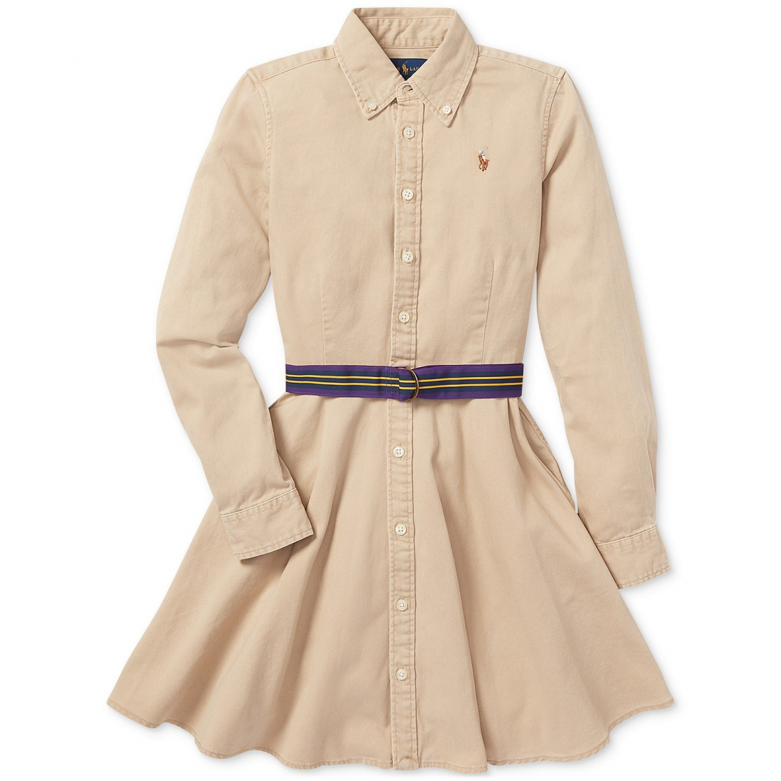 'Belted Cotton Chino Shirtdress' pour Filles
