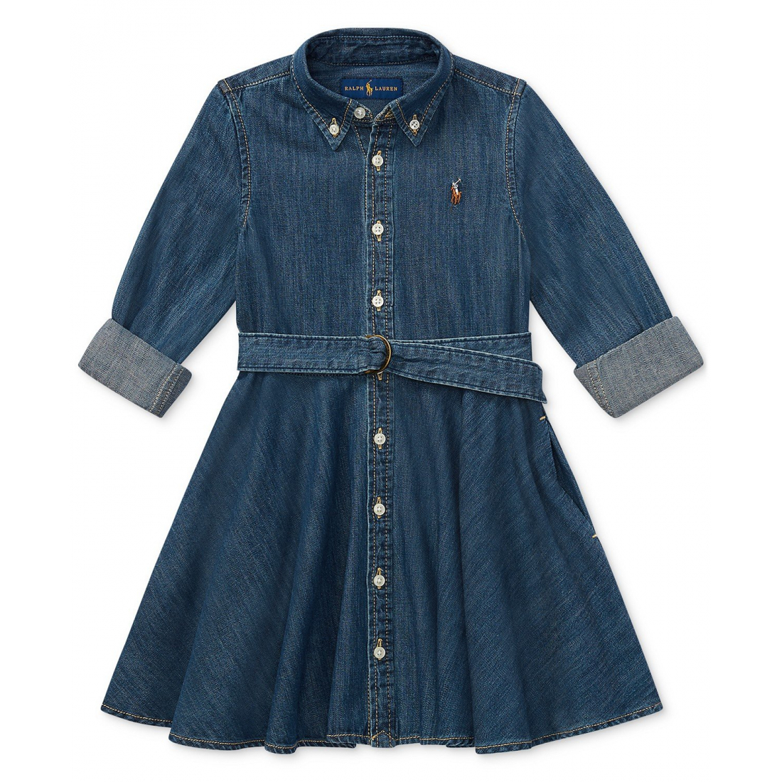 'Belted Cotton Chino Shirtdress' pour Filles